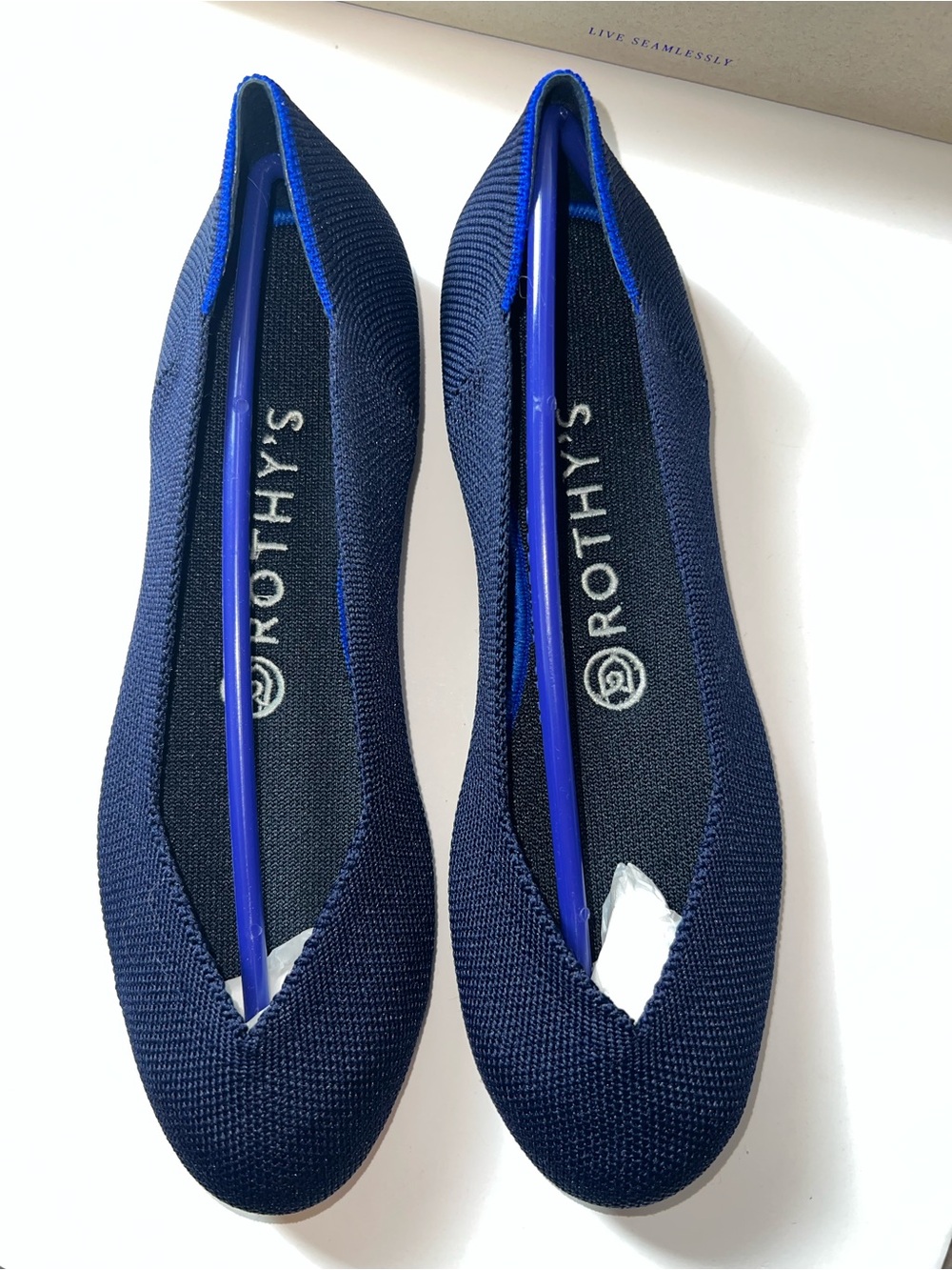 Rothy’s The Flat Navy Solid Knit Flats Size 7 Washable NWOT + Box